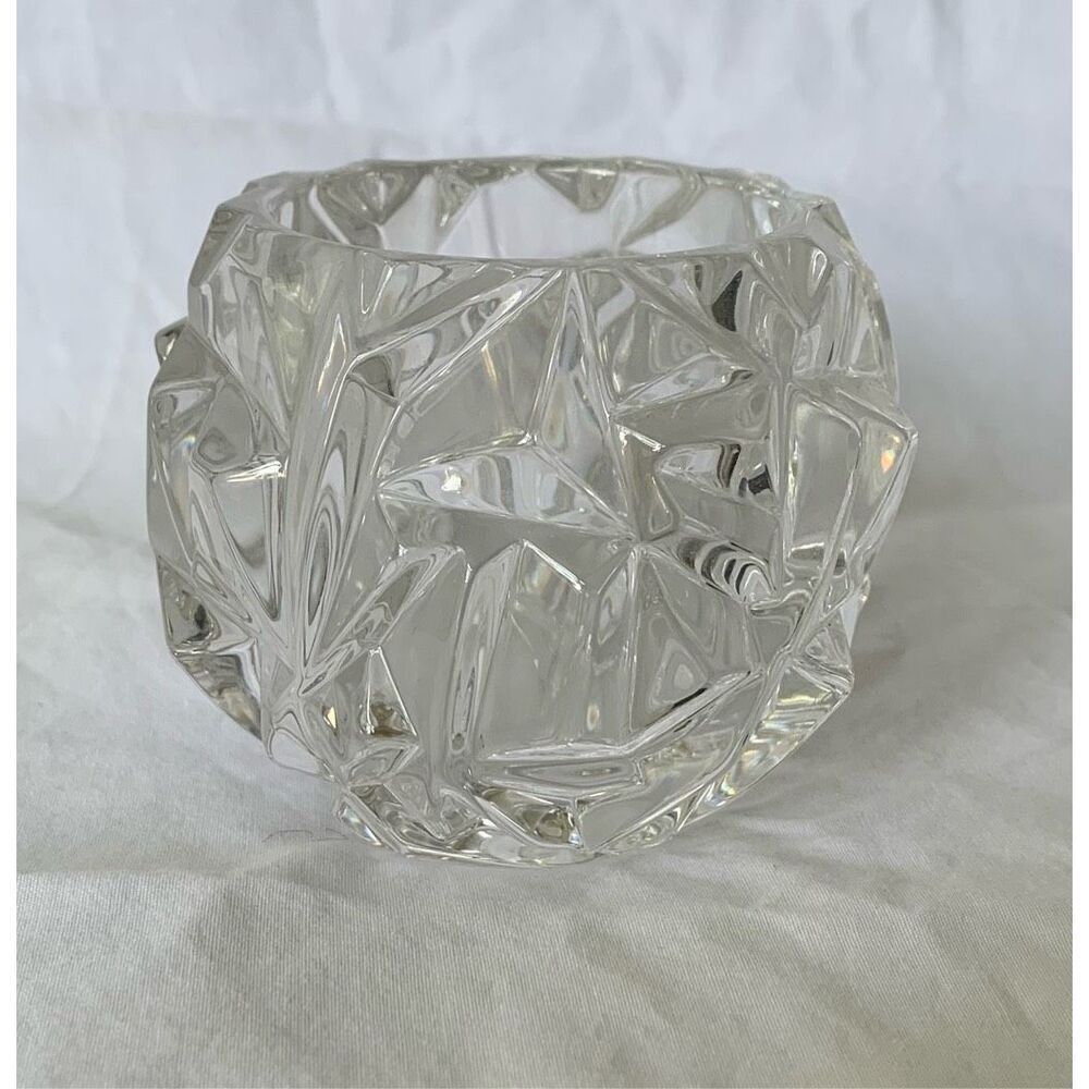 Tiffany & Co. Retired Rock Cut Crystal Glass Votive Candle Tea Light Holder MCM - Picture 2 of 6